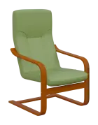 BO - 1 křeslo, dřevěná kostra, moření třešeň, koženka HOLY Z 2, zelinkavá